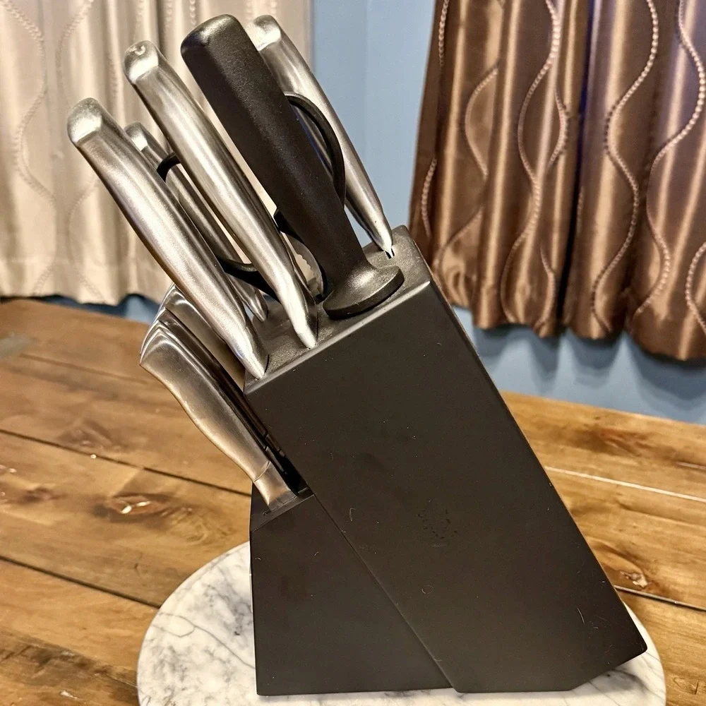 13pc Cuisinart Stainless Steel Knife Block Set Chef Culinary Kitchen Knives
